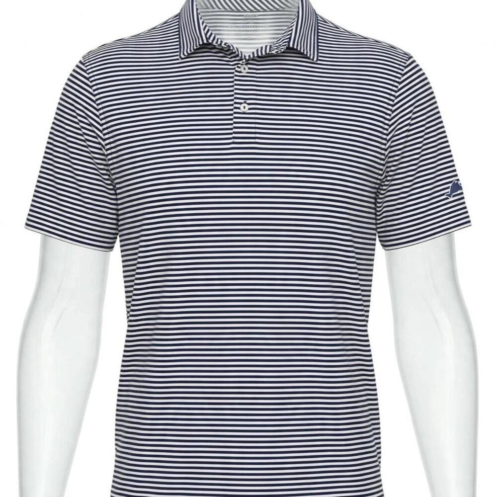 Vineyard Vines Performance Polo Shirt Mens XL Navy White Striped Stretch Golf